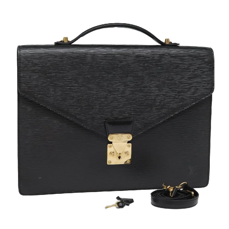 Ladies Louis Vuitton Capucines bags with gold - toned hardwareLOUIS VUITTON Epi Porte Documents Bandouliere Black M54462 LV Auth 87940