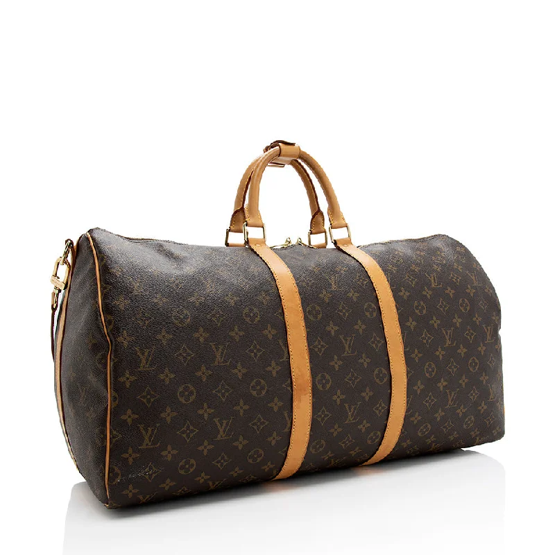 Louis Vuitton Petite Malle bags with a hard - shell structure for uniquenessLouis Vuitton Monogram Canvas Keepall Bandouliere 55 Dufflel Bag (19503)