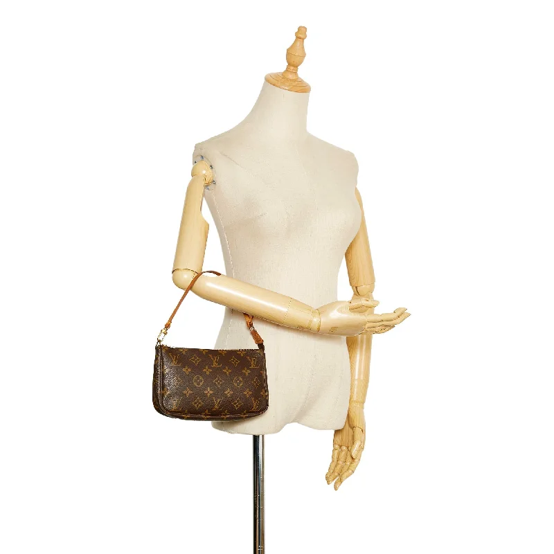 Louis Vuitton handbags with a patent - leather finish for a shiny lookLOUIS VUITTON Monogram Pochette Accessoires Brown