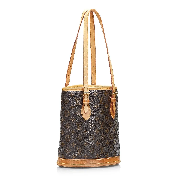 Louis Vuitton bags with a detachable mobile phone holder for convenienceLOUIS VUITTON Monogram Petit Bucket Bucket Bag