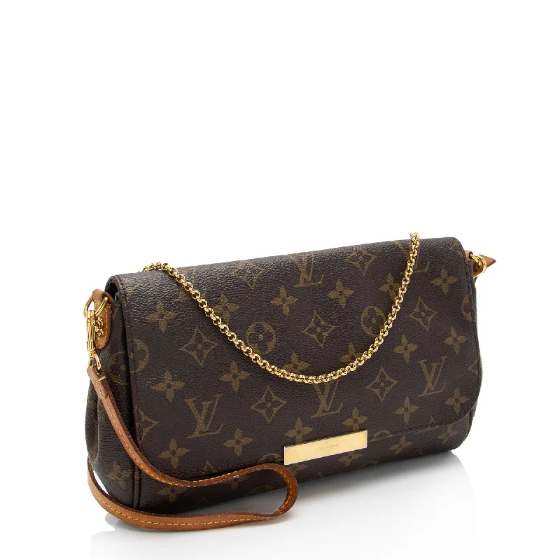 Louis Vuitton bags with a snap - button closure and a decorative charm for styleLouis Vuitton Monogram Canvas Favorite MM Shoulder Bag (vOz9V2)