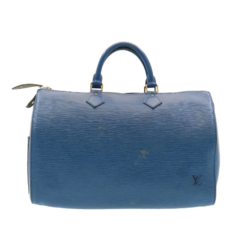 Louis Vuitton backpacks with a hidden back pocket for securityLOUIS VUITTON Epi Speedy 35 Hand Bag Blue M42995 LV Auth ms188