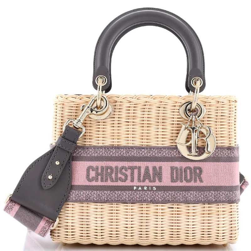 Christian Dior bags with a zip - top closure and multiple compartmentsLady Dior Bag Wicker and Toile de Jouy Jacquard Medium