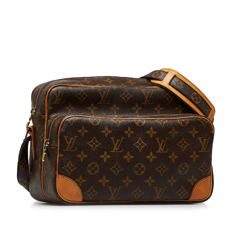 Louis Vuitton bags with a chain - link trim and a leather body for a modern edgeLOUIS VUITTON Monogram Nile Crossbody Bag