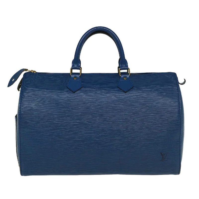 Louis Vuitton tote bags with a water - resistant coating for outdoor useLOUIS VUITTON Epi Speedy 35 Hand Bag Blue M42995 LV Auth 42797