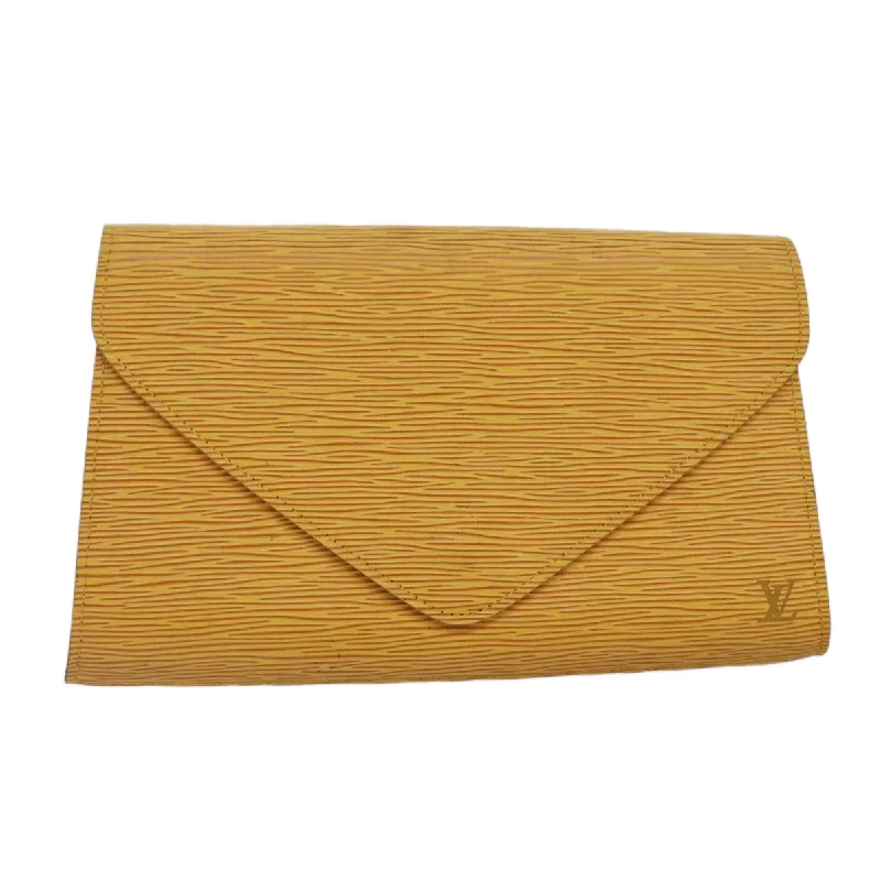 Ladies Louis Vuitton handbags with a detachable coin purse insideLOUIS VUITTON Epi Art Deco Clutch Bag Yellow M52639 LV Auth 86032