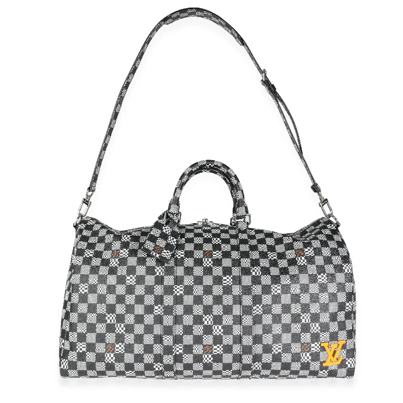 Louis Vuitton Speedy bags in monogram canvas for a classic lookLOUIS VUITTON Black & White Distorted Damier Keepall Bandouliere 50