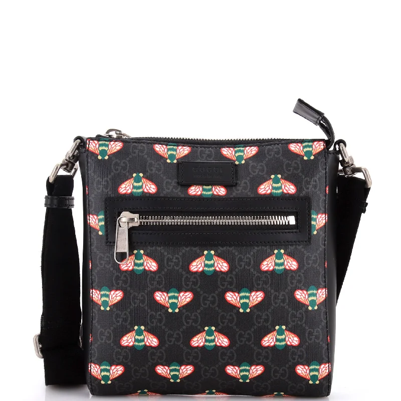 Front Zip Messenger Bestiary Bee Print GG Coated Canvas Small