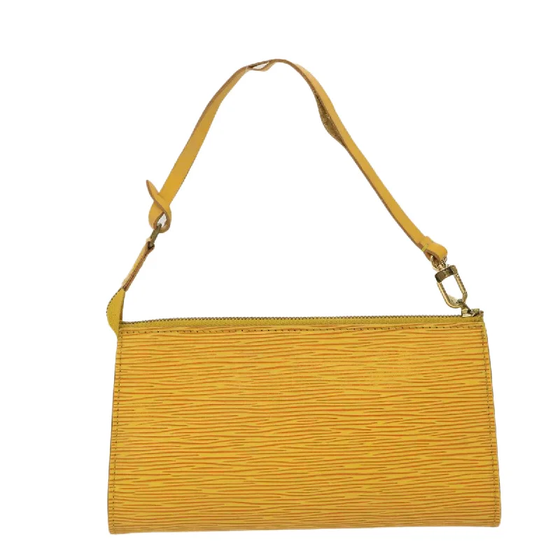 Ladies Louis Vuitton shoulder bags with a magnetic - closure flap for easeLOUIS VUITTON Epi Pochette Accessoires Pouch Yellow M52989 LV Auth am2512g