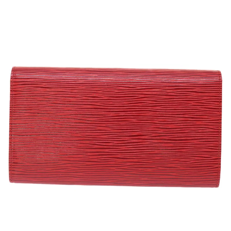 Louis Vuitton Petite Malle bags with a hard - shell structure for uniquenessLOUIS VUITTON Epi Porte Tresor International Long Wallet Red M63387 Auth 50314