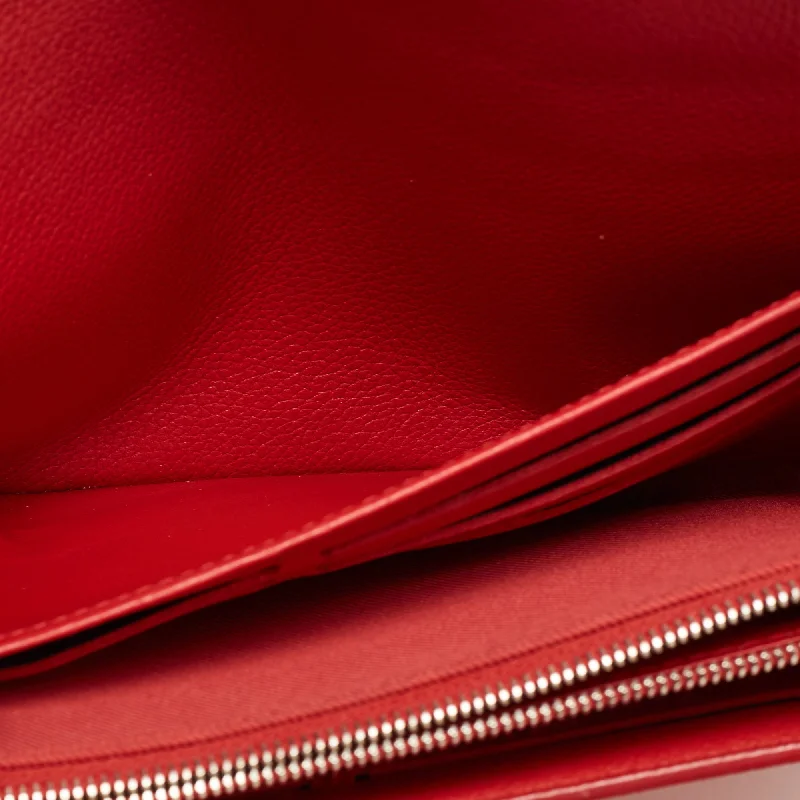 Louis Vuitton handbags with a metal - framed clasp for durabilityLOUIS VUITTON Red Leather Lockme II Wallet