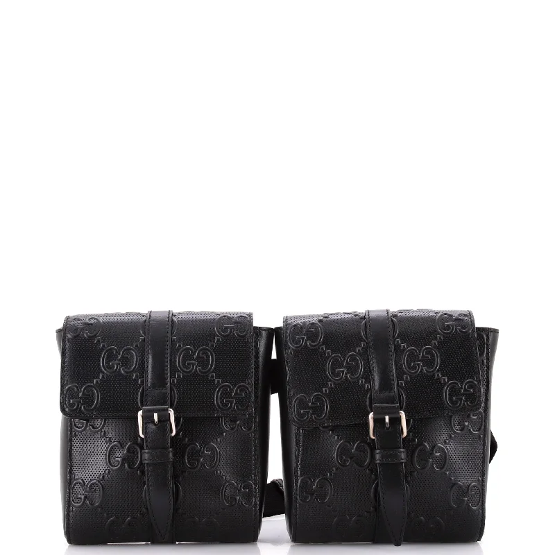 Double Belt Bag GG Embossed Perforated Leather