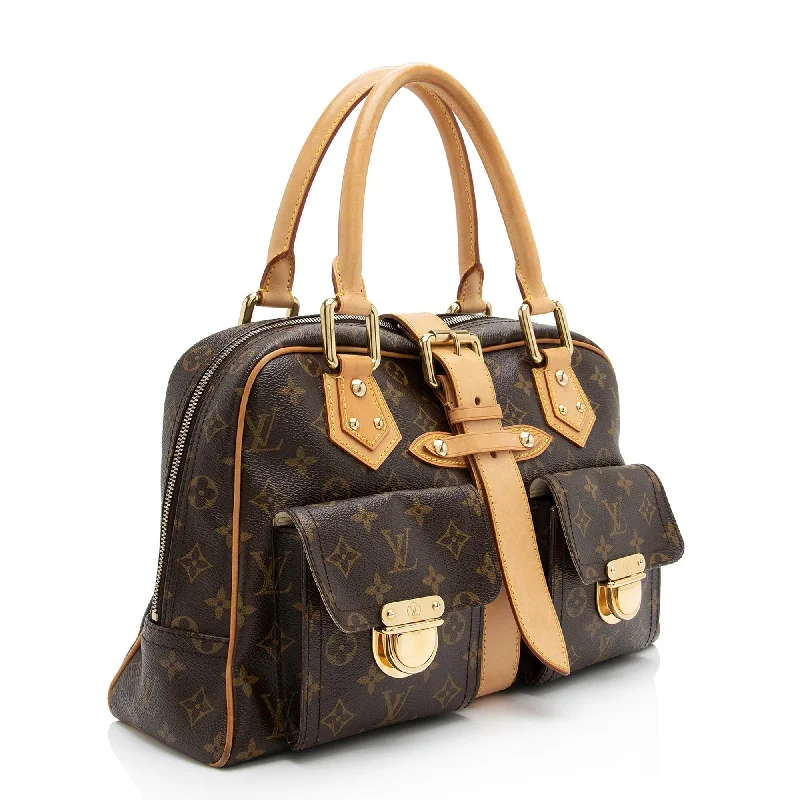 Louis Vuitton bags with a snap - button closure and a decorative charm for styleLouis Vuitton Monogram Canvas Manhattan GM Satchel (23430)