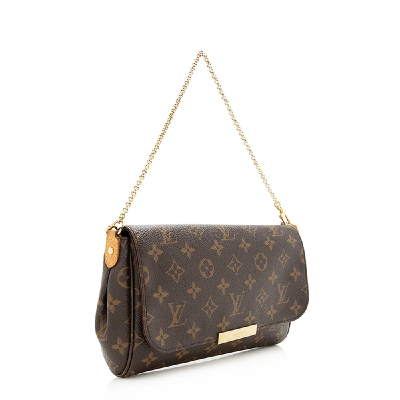 Louis Vuitton handbags with a metal - framed clasp for durabilityLouis Vuitton Monogram Canvas Favorite MM Shoulder Bag (20530)