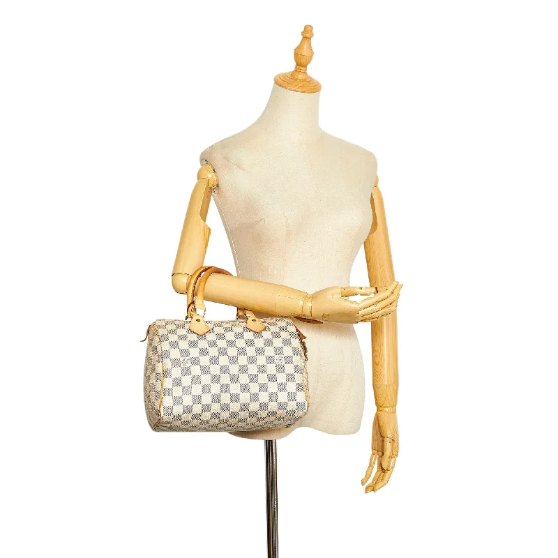 Medium - sized Louis Vuitton tote bags for work and shoppingLOUIS VUITTON Damier Azur Speedy 25 White