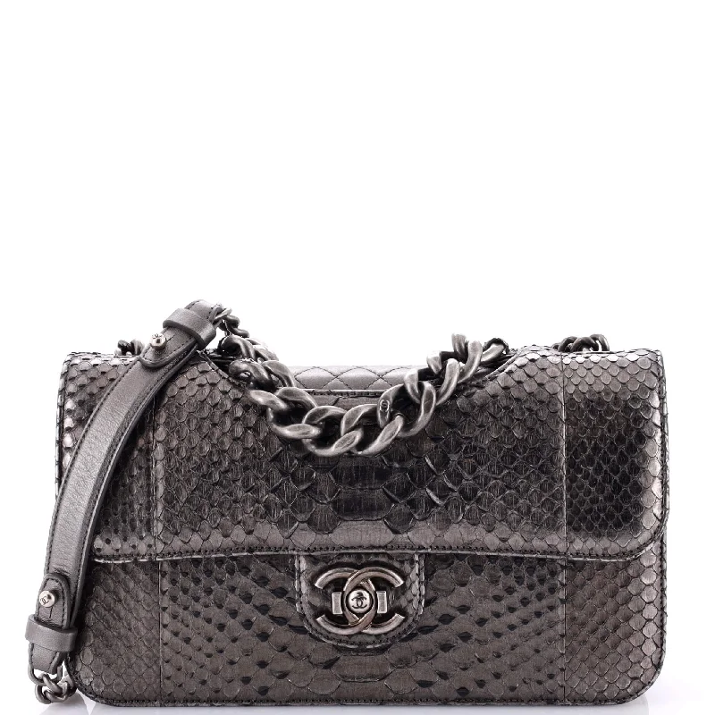 Perfect Edge Flap Bag Python Medium