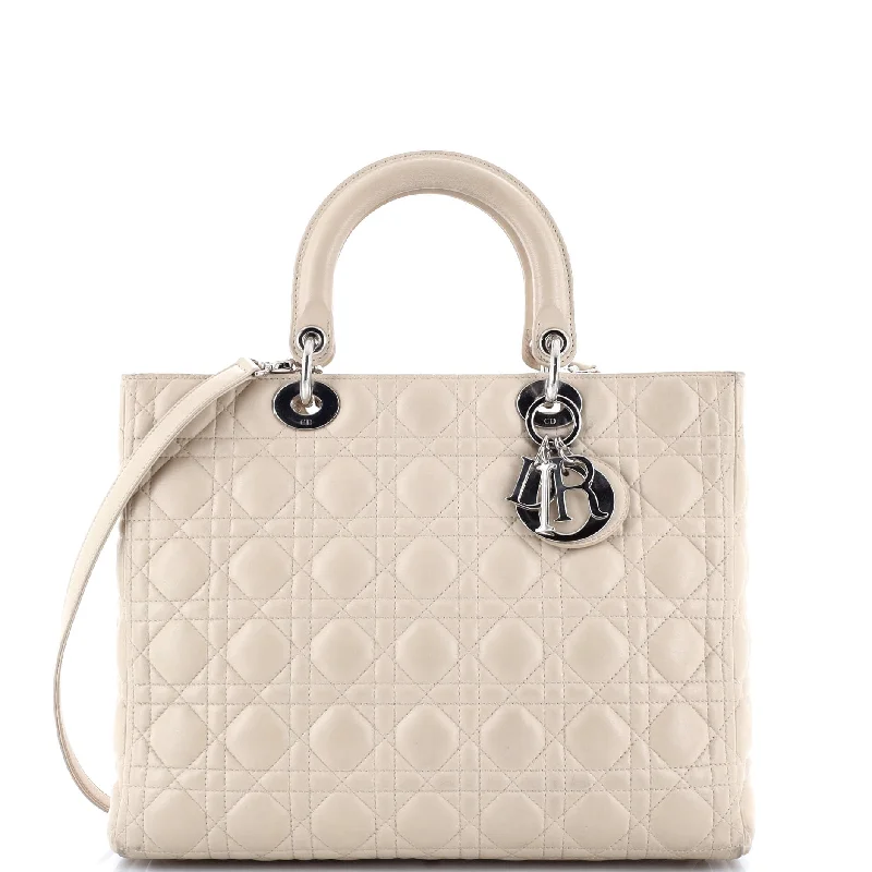 Christian Dior handbags with a snap - button closure and a decorative buckleLady Dior Bag Cannage Quilt Lambskin Large