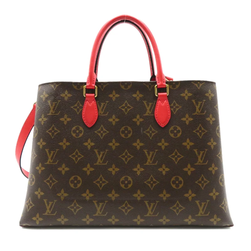 Ladies Louis Vuitton handbags with a detachable coin purse insideLOUIS VUITTON Flower tote Brown Red Coquelicot Monogram PVC coated canvas M43553