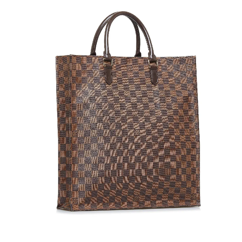 Louis Vuitton bags with a zip - around closure for enhanced securityLOUIS VUITTON Damier Ebene Sac Plat Tote Bag