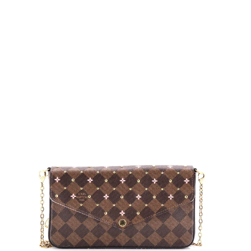 Felicie Pochette Flower Printed Studded Damier