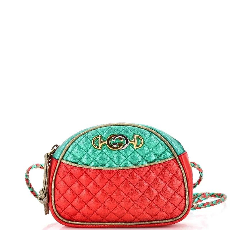 Trapuntata Camera Shoulder Bag Quilted Laminated Leather Mini