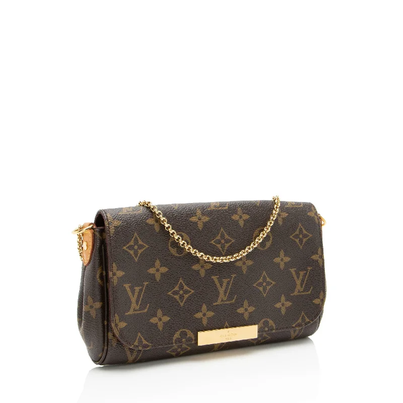 Louis Vuitton handbags with a patent - leather finish for a shiny lookLouis Vuitton Monogram Canvas Favorite PM Shoulder Bag (SJ1bPb)