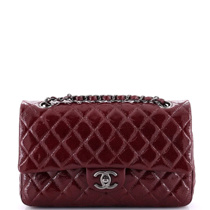 Classic Double Flap Bag Quilted Crinkled Patent Medium