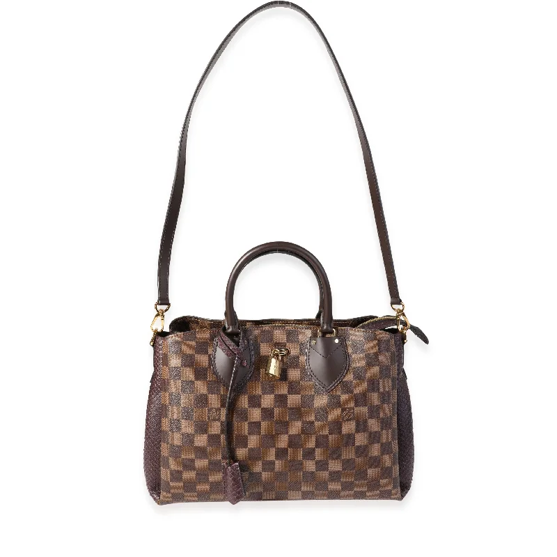 Louis Vuitton bags with a magnetic snap closure for easy accessLOUIS VUITTON Damier Ebene & Purple Python Normandy Bag