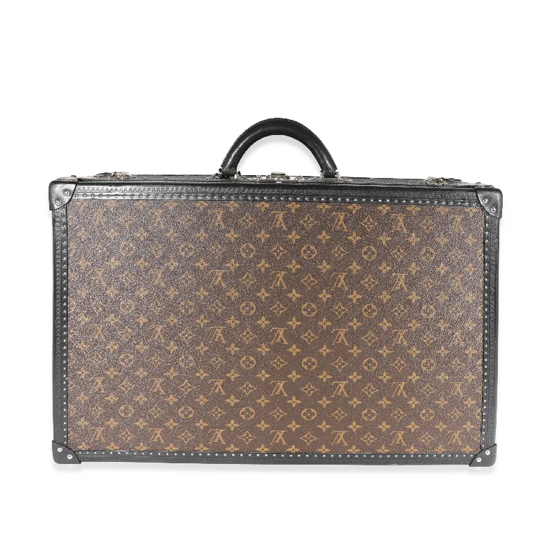 Louis Vuitton handbags with a patent - leather finish for a shiny lookLOUIS VUITTON Monogram Macassar & Black Leather Alzer Trunk 60