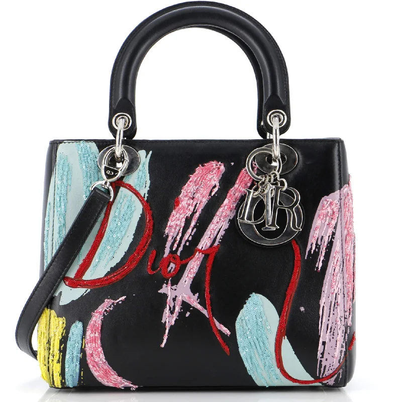 Stylish Christian Dior shoulder bags with a tassel - adorned zipperLady Dior Bag Sequin Embellished Leather Medium