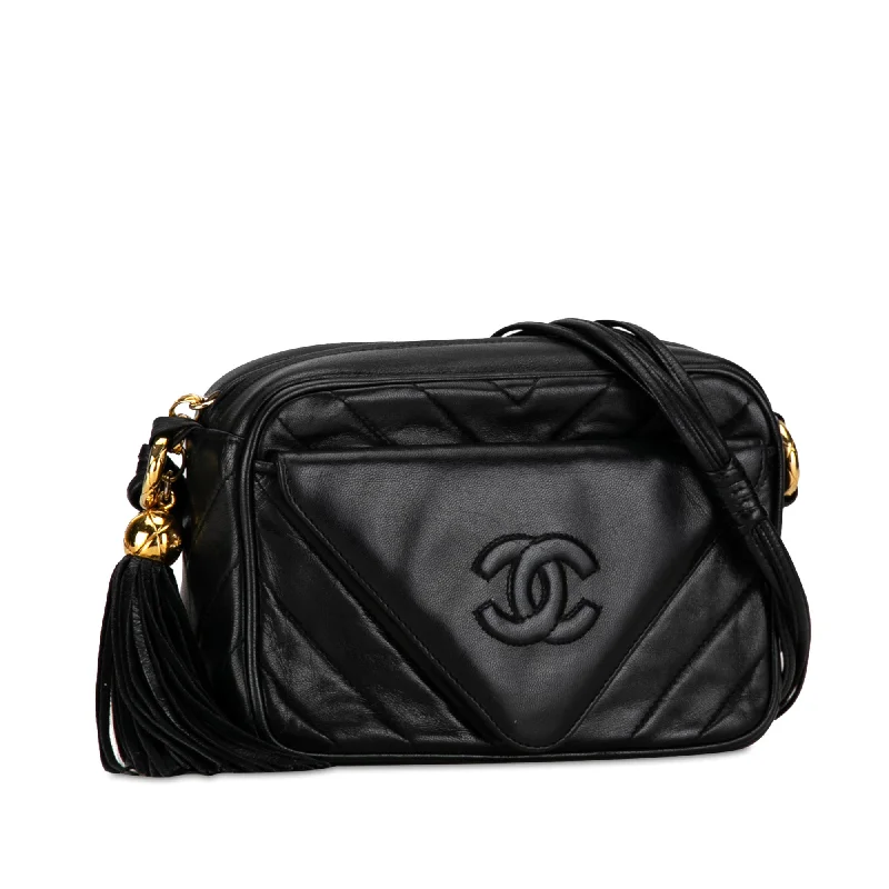 Chanel Handbag with Adjustable Strap for ComfortCHANEL CC Quilted Lambskin Tassel Camera Bag