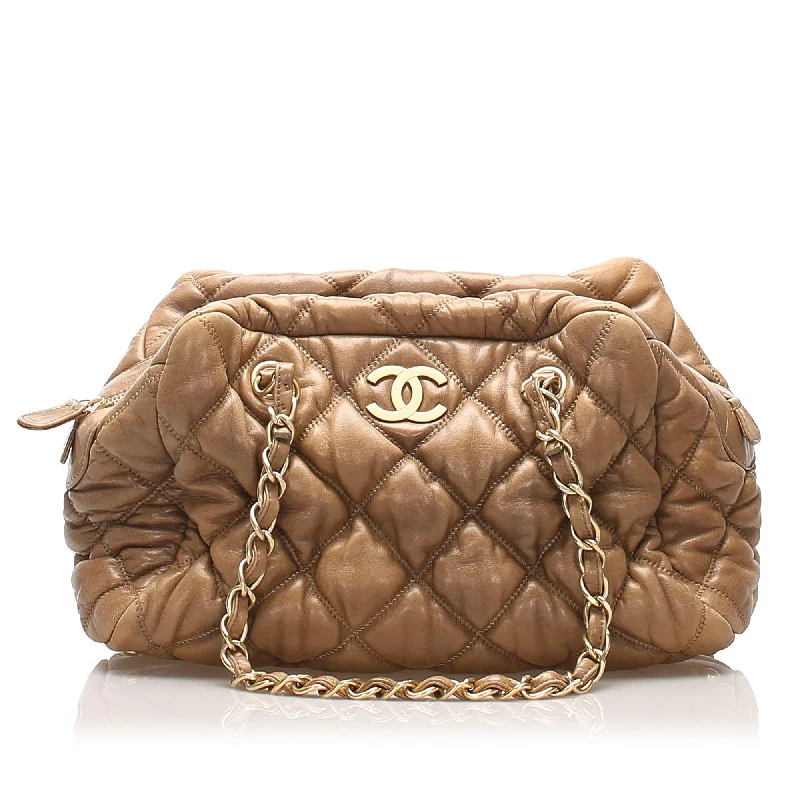 Chanel Limited Edition Handbag for CollectorsClassic Bubble Lambskin Shoulder Bag Brown