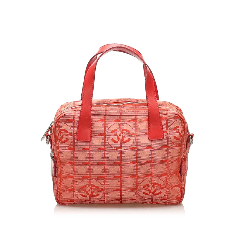 Chanel Designer Handbag with Unique DesignNew Travel Line Canvas Satchel Red and White SHW