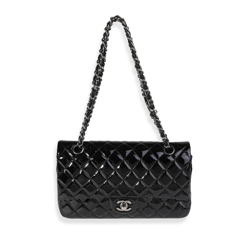 Chanel Colorful Handbag for Spring OutfitsCHANEL Black Quilted Patent Leather Medium Classic Double Flap Bag