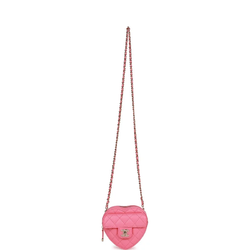 Chanel Colorful Handbag for Spring OutfitsChanel CC In Love Heart Clutch with Chain Pink Lambskin Light Gold Hardware