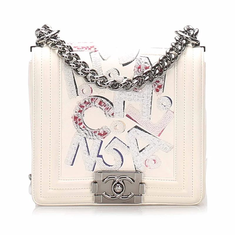 Chanel Luxury Handbag for High - End EventsChanel No 5 Graffiti Boy Flap Bag White