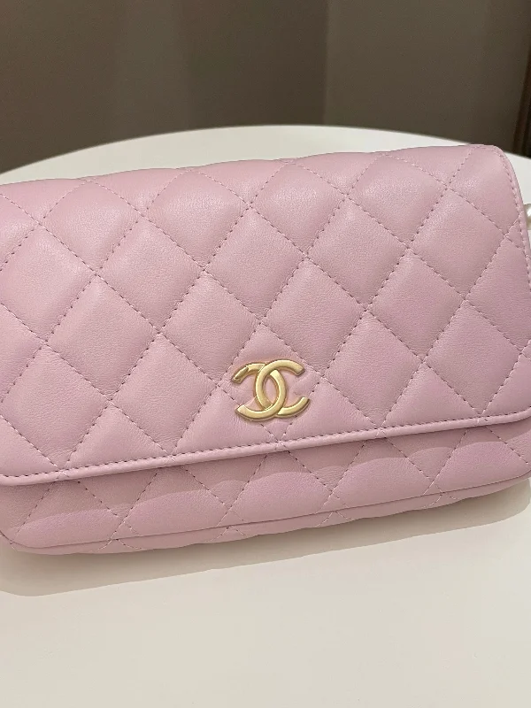 Chanel Classic Flap Bag for Evening PartyChanel 21S Quilted Wallet On Chain With Pearl Baby Pink Lambskin