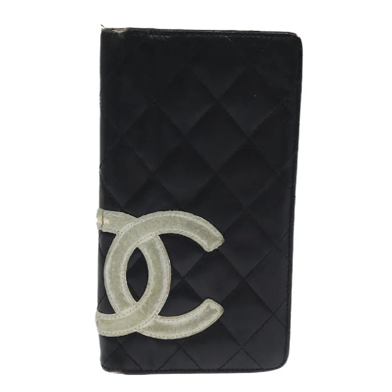 Chanel Designer Handbag with Unique DesignCHANEL Cambon Line Wallet Leather Black CC  79854