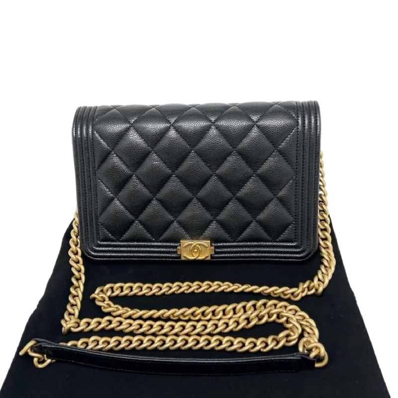 Chanel Medium Tote Bag for Office LadiesBoy Wallet on Chain WOC Caviar Quilted Black GHW