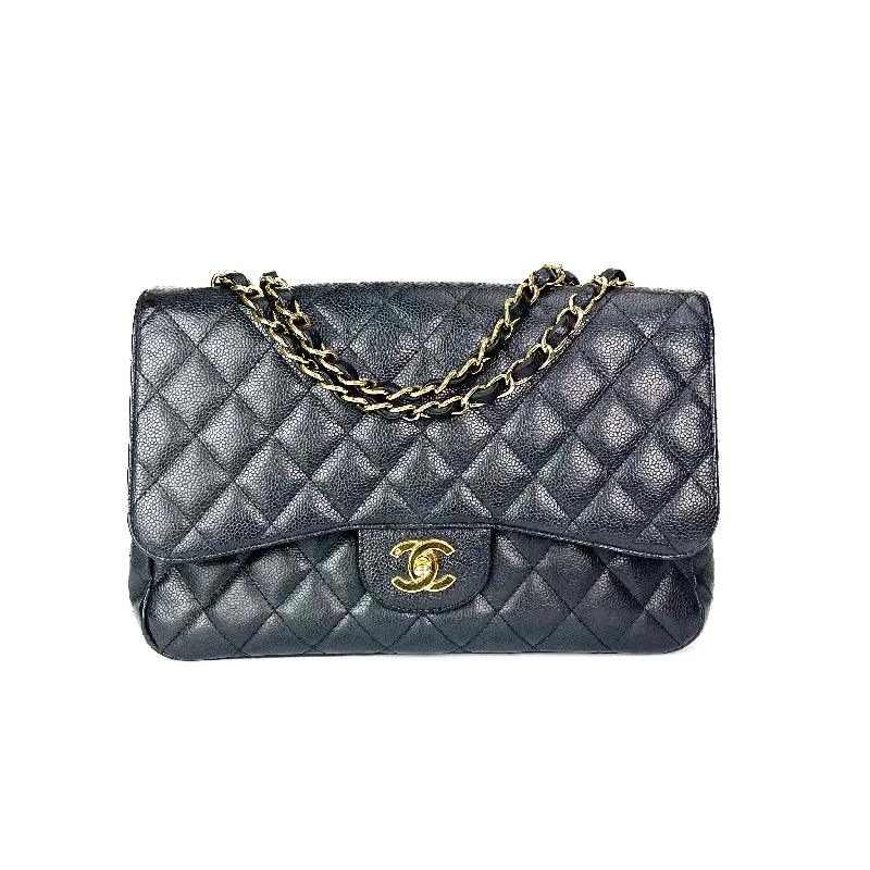 Chanel Classic Flap Bag for Evening PartyClassic Jumbo Single Flap Black 24K Coated GHW