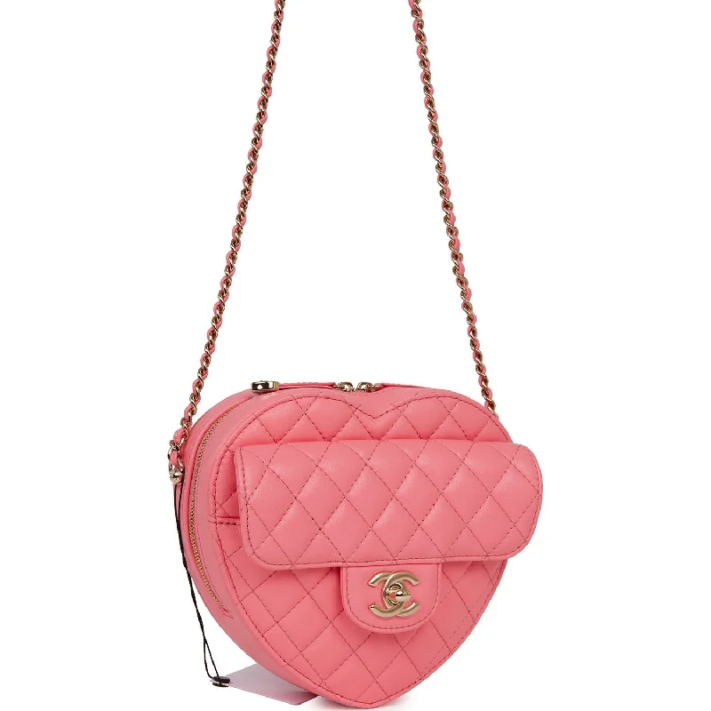 Chanel Small Crossbody Bag for TravelChanel CC In Love Large Heart Bag Pink Lambskin Light Gold Hardware