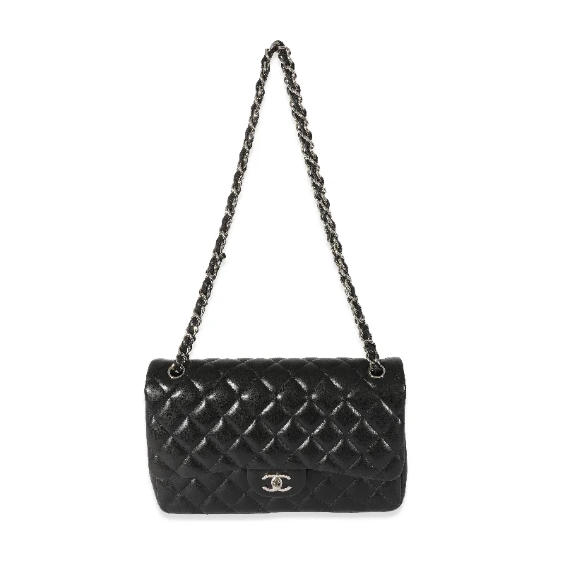 Chanel Small Crossbody Bag for TravelCHANEL Black Lambskin Jumbo Classic Double Flap