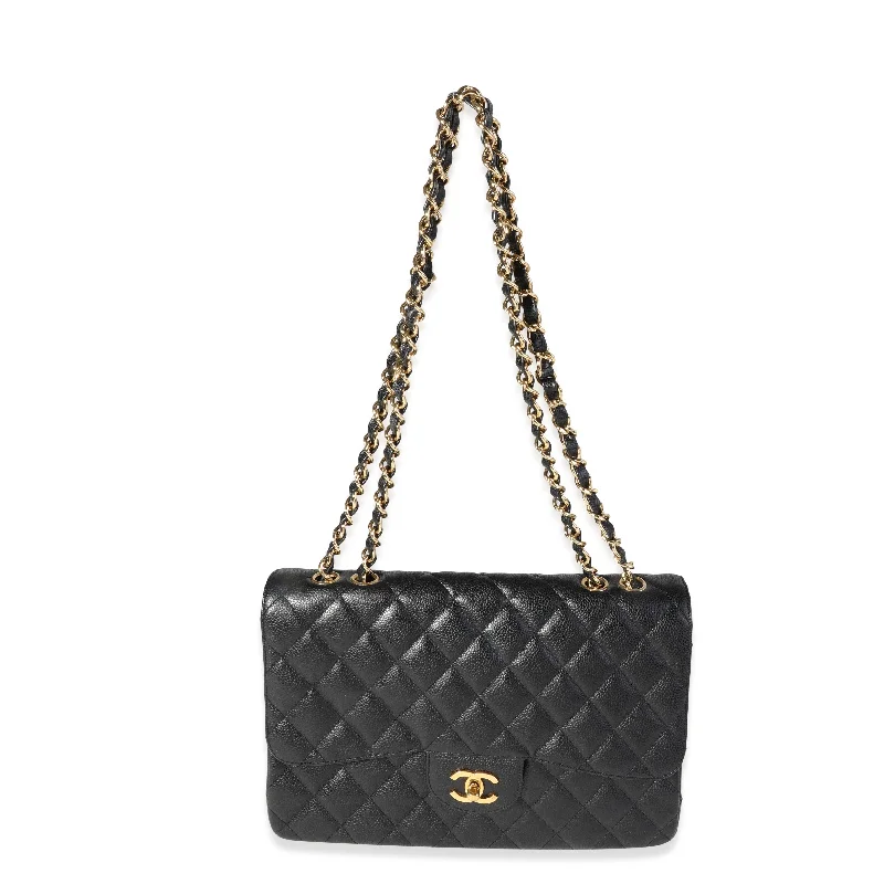 Chanel Colorful Handbag for Spring OutfitsCHANEL Black Quilted Caviar Jumbo Classic Single Flap Bag