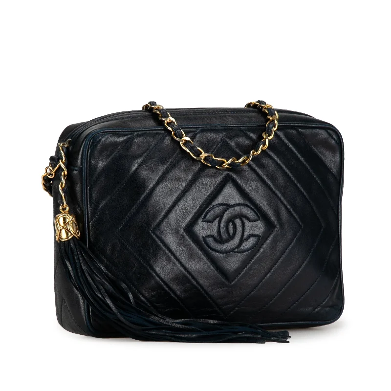 Chanel Black Handbag for Business MeetingsCHANEL CC Diamond Quilted Lambskin Tassel Crossbody Crossbody Bag