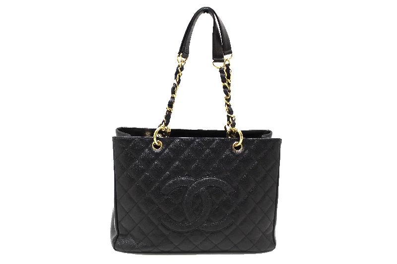 Chanel Luxury Handbag for High - End EventsChanel Black Quilted Caviar Leather Grand Shopper Tote Shoulder Bag