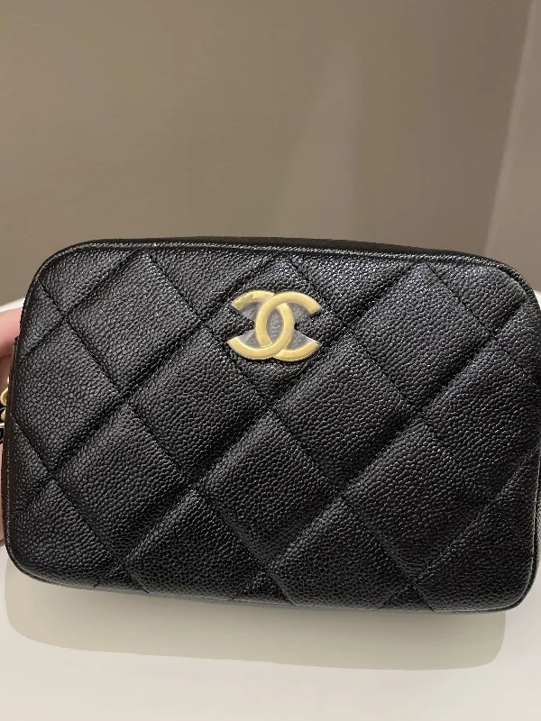 Chanel Limited Edition Handbag for CollectorsChanel 22P Quilted Camera Sling Bag Black Caviar