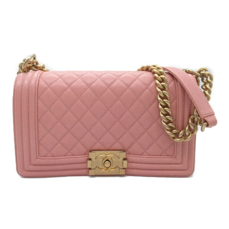 Chanel Black Handbag for Business MeetingsCHANEL Boy Chanel Chain Shoulder Bag Caviar Skin (Grained Calf) Women's Pink