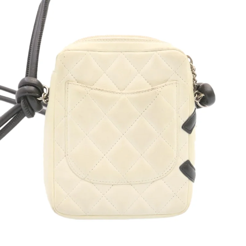 Chanel Handbag with Adjustable Strap for ComfortCHANEL Cambon Line Shoulder Bag Leather White Black CC  am1647gA