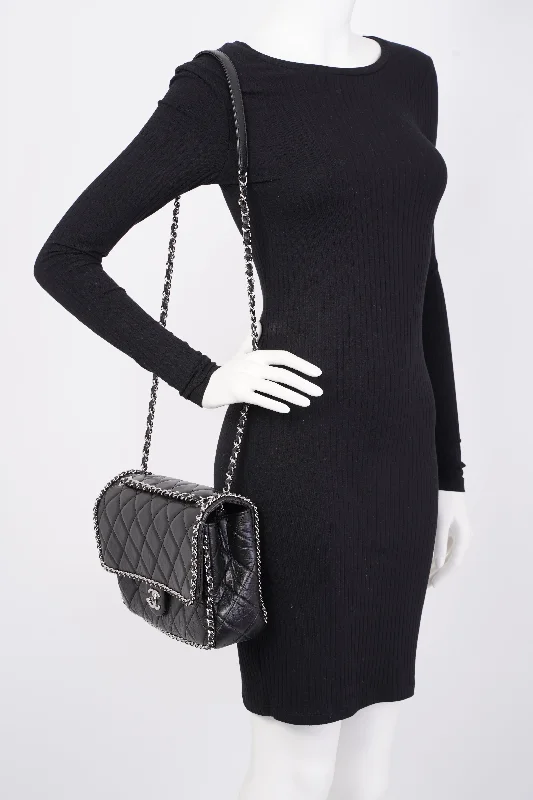 Chanel Lightweight Handbag for Daily ErrandsChanel Chain Around Jumbo Flap Black Leather