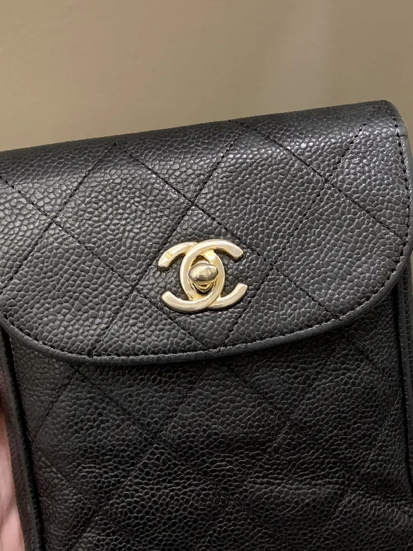 Chanel All - Match Handbag for Versatile StylingChanel Vintage Quilted Cc Belt Bag Black Caviar